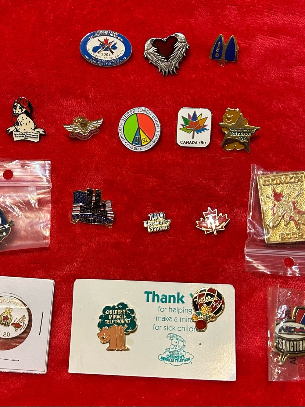 Mixed Canadian & Collectible Enamel Pin Lot - Red Accents
